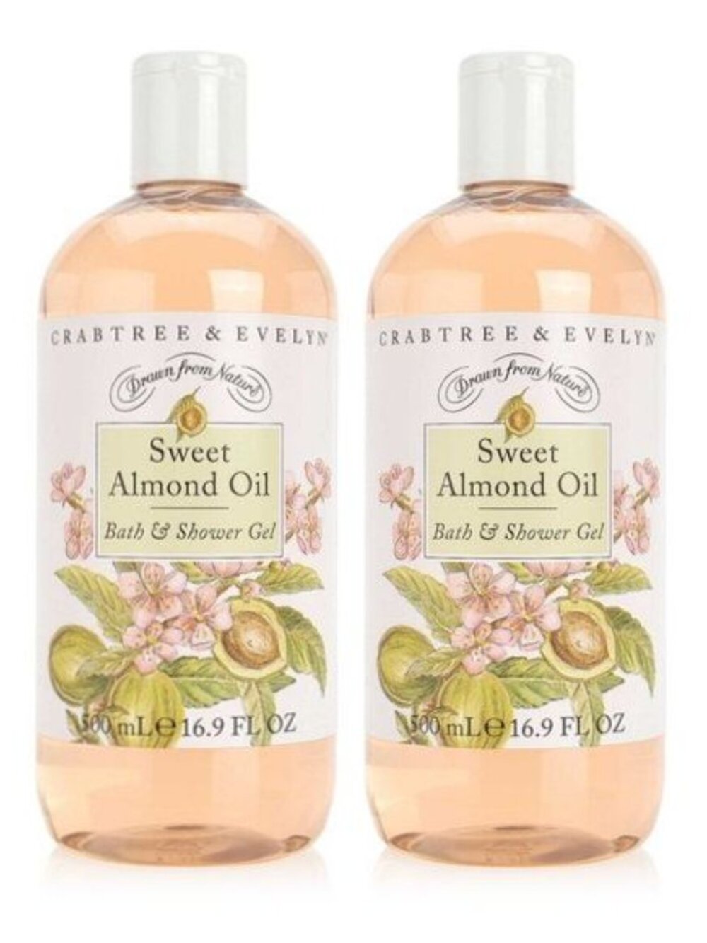 NEW Crabtree & Evelyn 2 Piece Set Bath & Shower Gel Sweet Almond Oil 16.9 fl oz